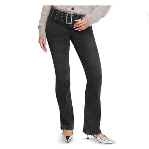 NWT Madden Girl Black Acid-Wash Low-Rise Bootcut Jeans